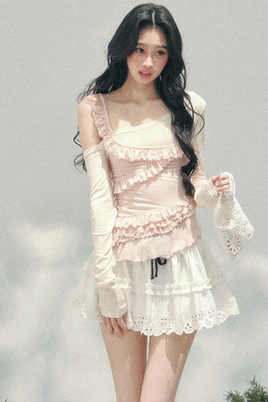 Frosty Irregular Off-Shoulder Top