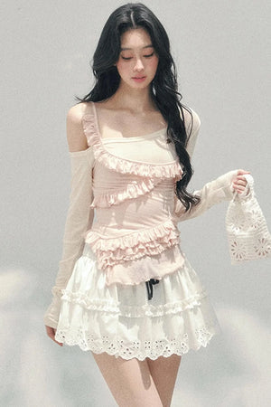Frosty Irregular Off-Shoulder Top