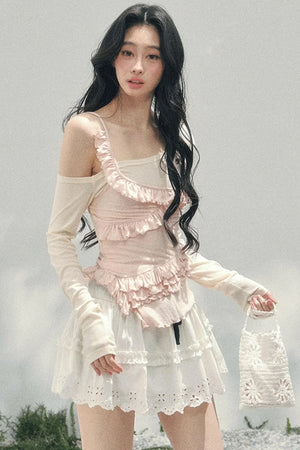 Frosty Irregular Off-Shoulder Top