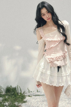 Frosty Irregular Off-Shoulder Top