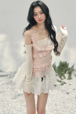 Frosty Irregular Off-Shoulder Top
