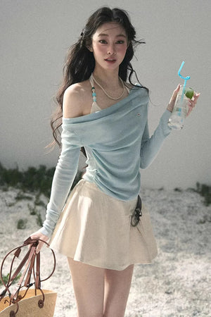 Frosty Shoulder Halter Top