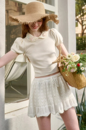 Frozen Flowers Wool Embroidery Top
