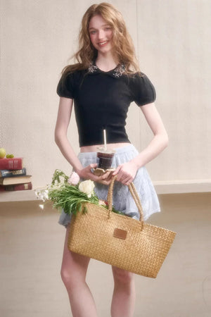 Frozen Flowers Wool Embroidery Top