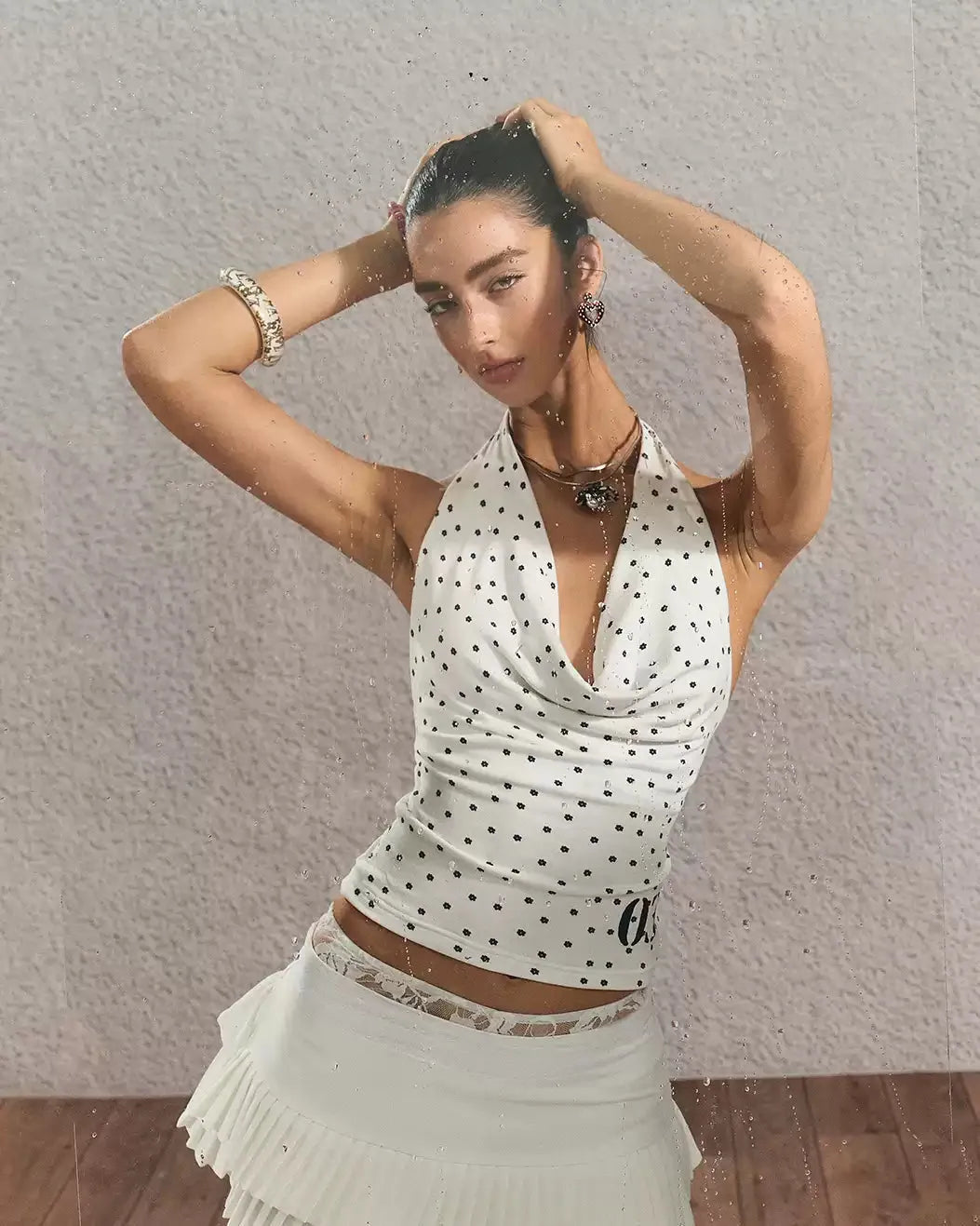 Ivory Floral Halter Top