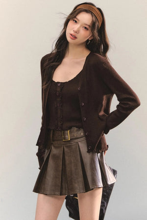 Fungus Edge Knit Two-Piece Top Set