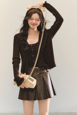 Fungus Edge Knit Two-Piece Top Set