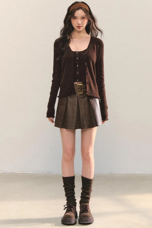 Fungus Edge Knit Two-Piece Top Set