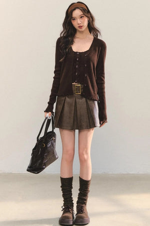 Fungus Edge Knit Two-Piece Top Set
