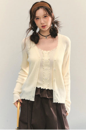 Fungus Edge Knit Two-Piece Top Set