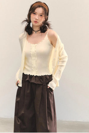 Fungus Edge Knit Two-Piece Top Set