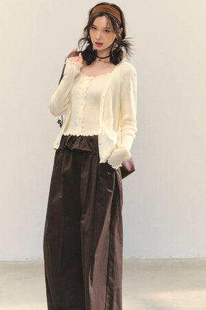Fungus Edge Knit Two-Piece Top Set