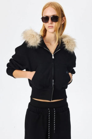 Fur Collar Hooded Sweatshirt Set-Up