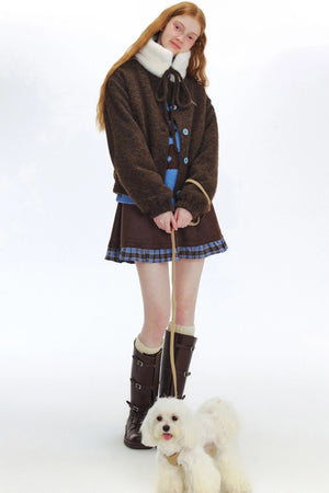 Fur Collar Jacket With Small Collar