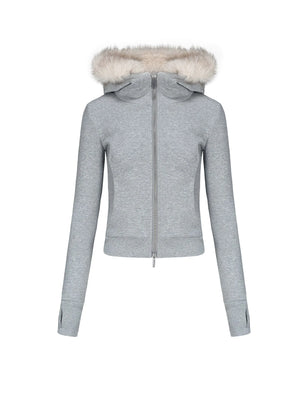 Fur Collar Slim Cotton Hooded Jacket