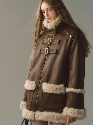 Fur Integrated Plush Jacket