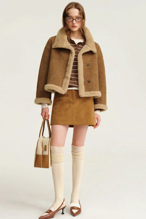 Fur Integrated Suede Padded Jacket