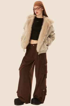 Furry Collar Hooded Padded Jacket