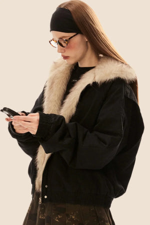 Furry Collar Hooded Padded Jacket