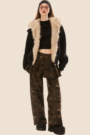 Furry Collar Hooded Padded Jacket
