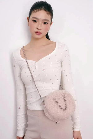 Fuzzy Velvet Quilted Handbag