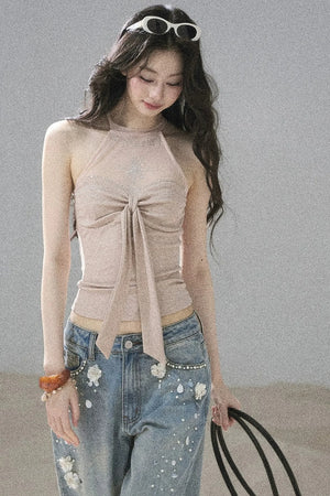 Galaxy Halter Neck Knit Top