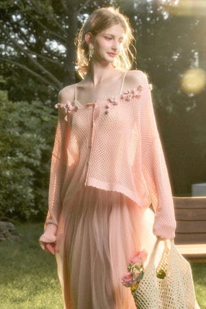 Galaxy Ice Silk Hollow Cardigan
