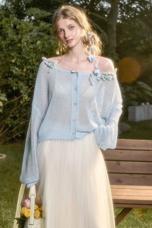 Galaxy Ice Silk Hollow Cardigan