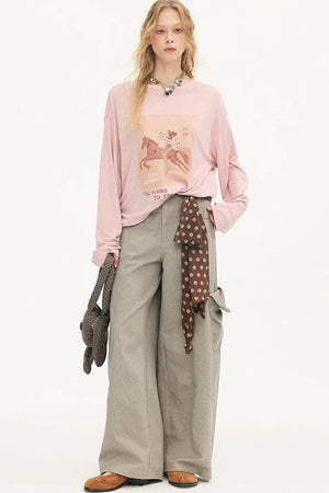 Galloping Horse Print Long Sleeve Tee