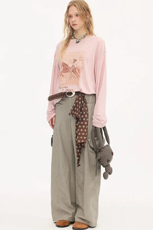 Galloping Horse Print Long Sleeve Tee