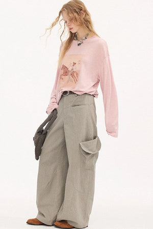 Galloping Horse Print Long Sleeve Tee