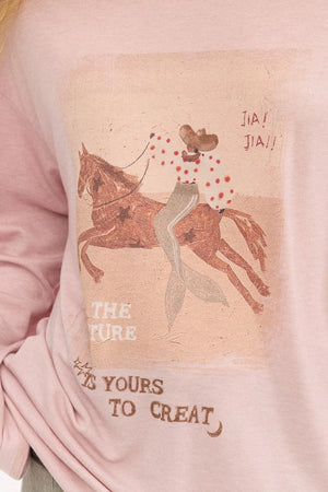 Galloping Horse Print Long Sleeve Tee