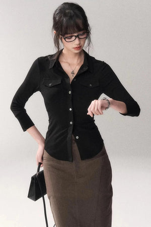 Gao Shu Stretchy Slim Shirt