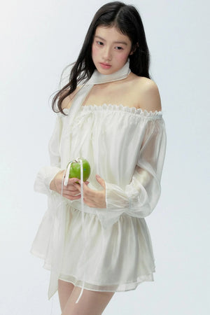 Gauze One-Shoulder Dress