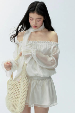 Gauze One-Shoulder Dress