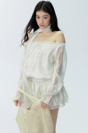 Gauze One-Shoulder Dress
