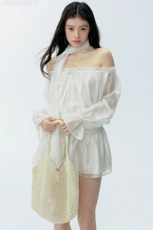 Gauze One-Shoulder Dress
