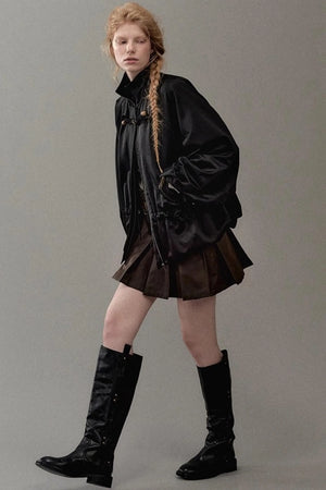 Genesis Pleated Leather Skirt