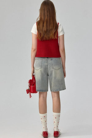 Gentle Knit V-Neck Vest
