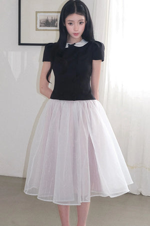 Gentle Style Mesh Skirt Set-Up