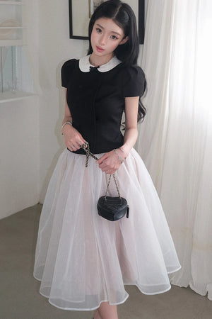 Gentle Style Mesh Skirt Set-Up