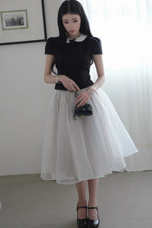 Gentle Style Mesh Skirt Set-Up