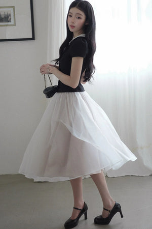 Gentle Style Mesh Skirt Set-Up
