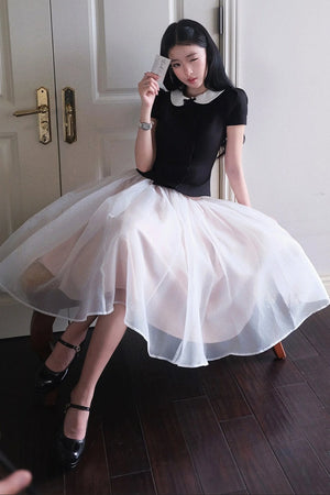 Gentle Style Mesh Skirt Set-Up