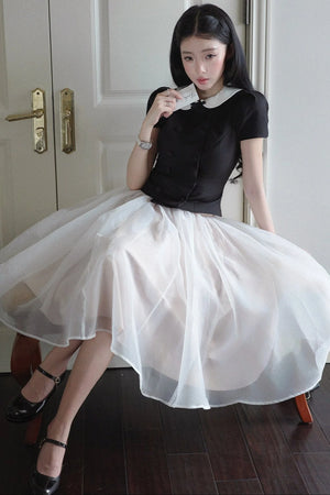 Gentle Style Mesh Skirt Set-Up