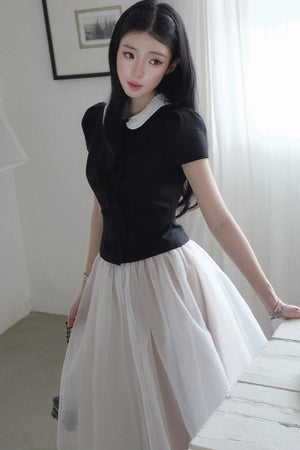 Gentle Style Mesh Skirt Set-Up