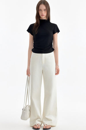 Gentle Wind Imitation Denim Straight Pants