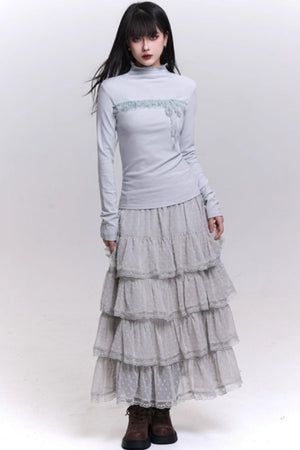 Ghost Gray Half-High Collar Top