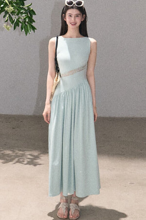 Gilded Lace Waist-Cinching Dress