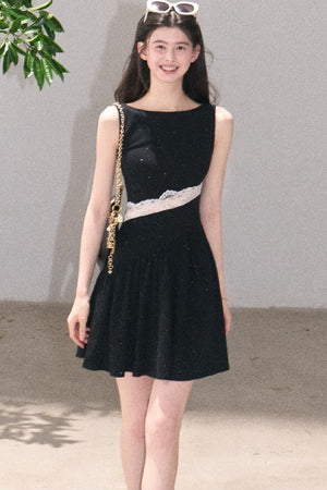 Gilded Lace Waist-Cinching Dress